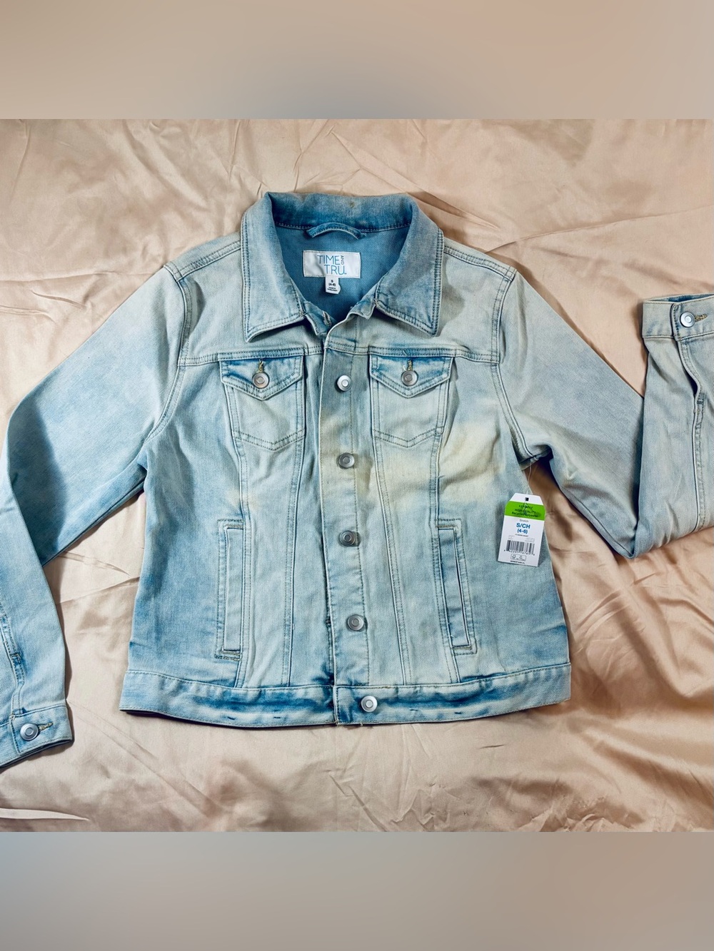 NWT Time and Tru Size S 4-6 Light Wash Denim Trucker Jacket Jean Coat